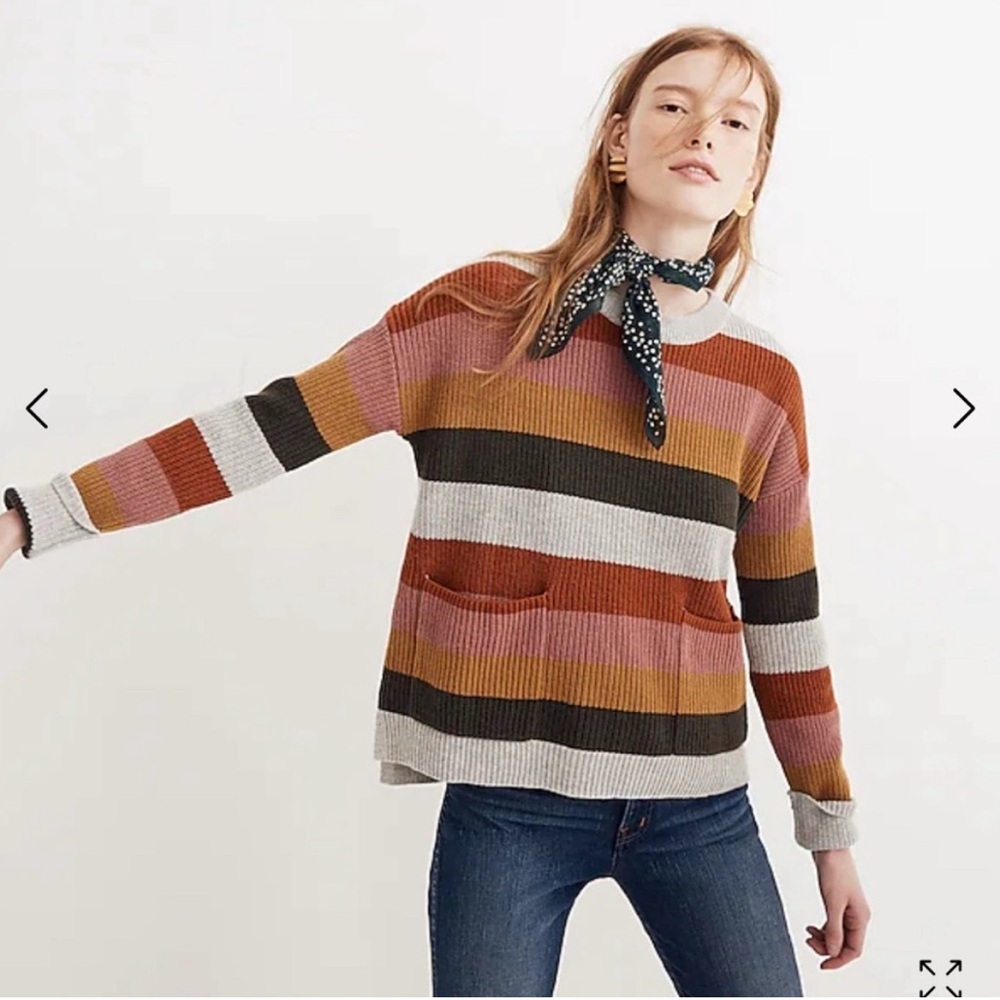 Madewell Patch Pocket Pullover Sweater Walton Stripe – Size Small